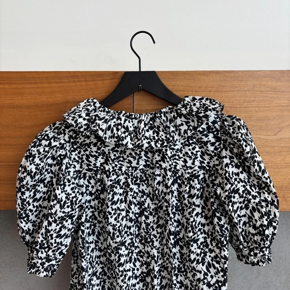 Madewell Ruffled Button-Front Top in Floral, Size S